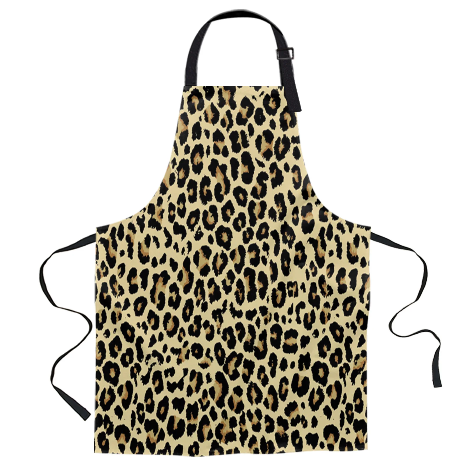 

Leopard Animal Skin Texture Design Adjustable Canvas Kitchen Coffee Apron Ladies Couple Cooking Dining