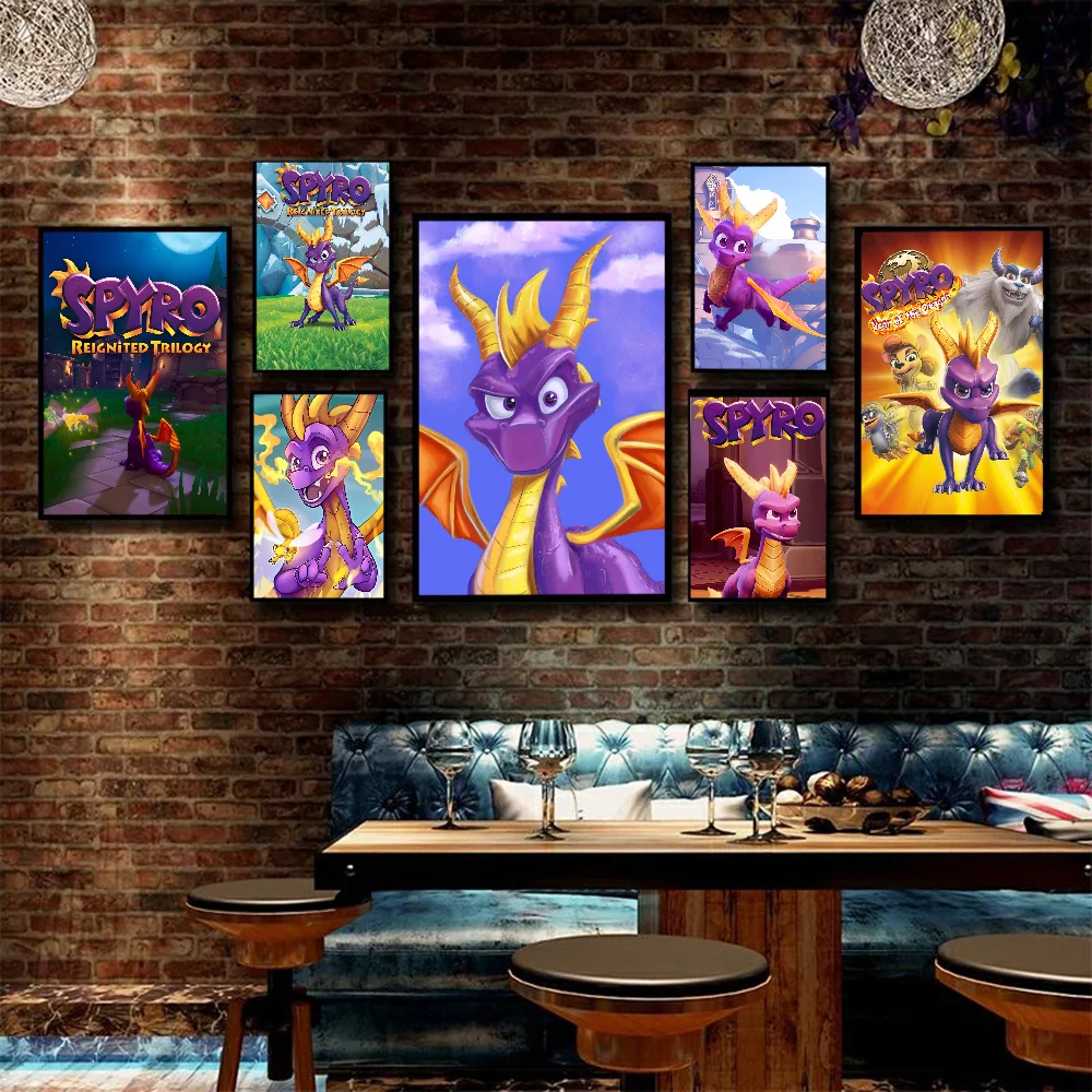 Spyro Reignited T-trilogy Poster S Самоклеящаяся Художественная Печать На Белой Бумаге Ретро