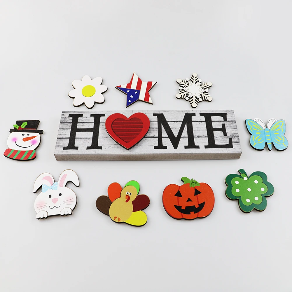

Деревянные буквы, сезонный знак, подвесной декор для крыльца, мультяшное украшение для офиса, аксессуары для дверей дома