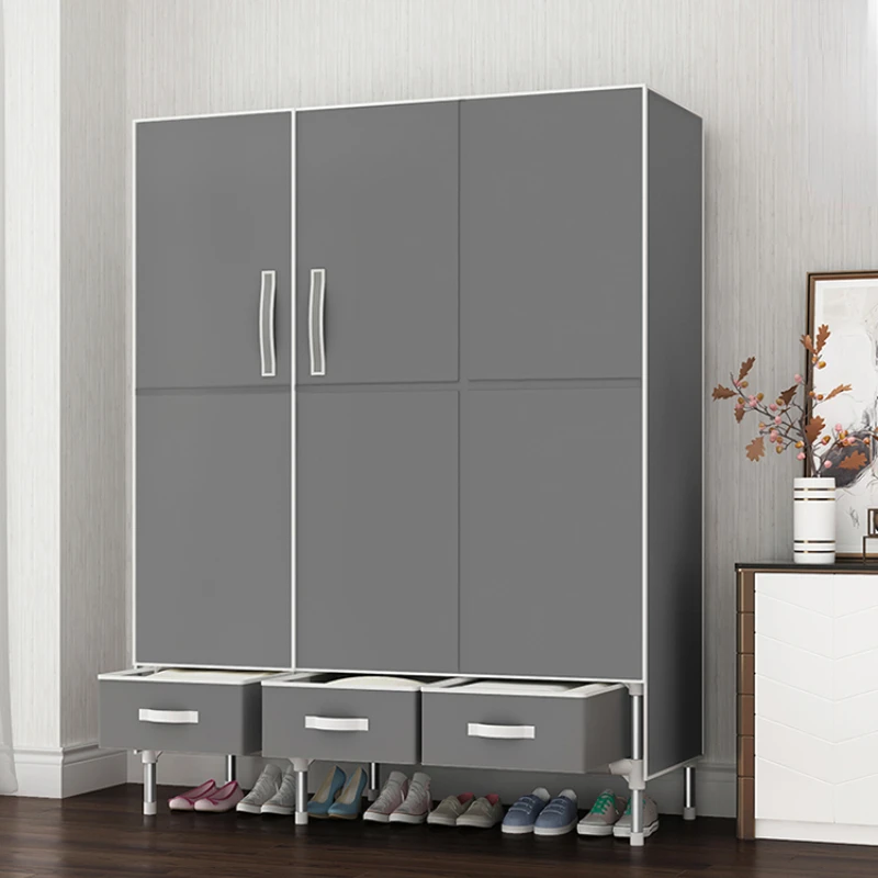 

Bedroom Closets Wardrobes Armoire Simple Home Bold Steel Pipe Storage Cabinet Wardrobes Armoire Organizer Shelf Meuble Furniture
