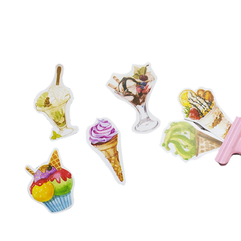 

50pcs /pack Sweet Style Creative Ice Cream Sticker Student Decoration DIY Label Scrapbook School Office Supplies for Kids