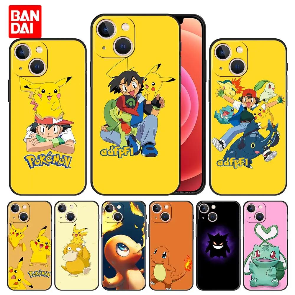 

Pokemon Anime Lovely Case for iPhone 13 12 11 Pro Max SE 2020 11pro 12pro 13pro Mini Silicone Luxury Soft Black Cover Phone