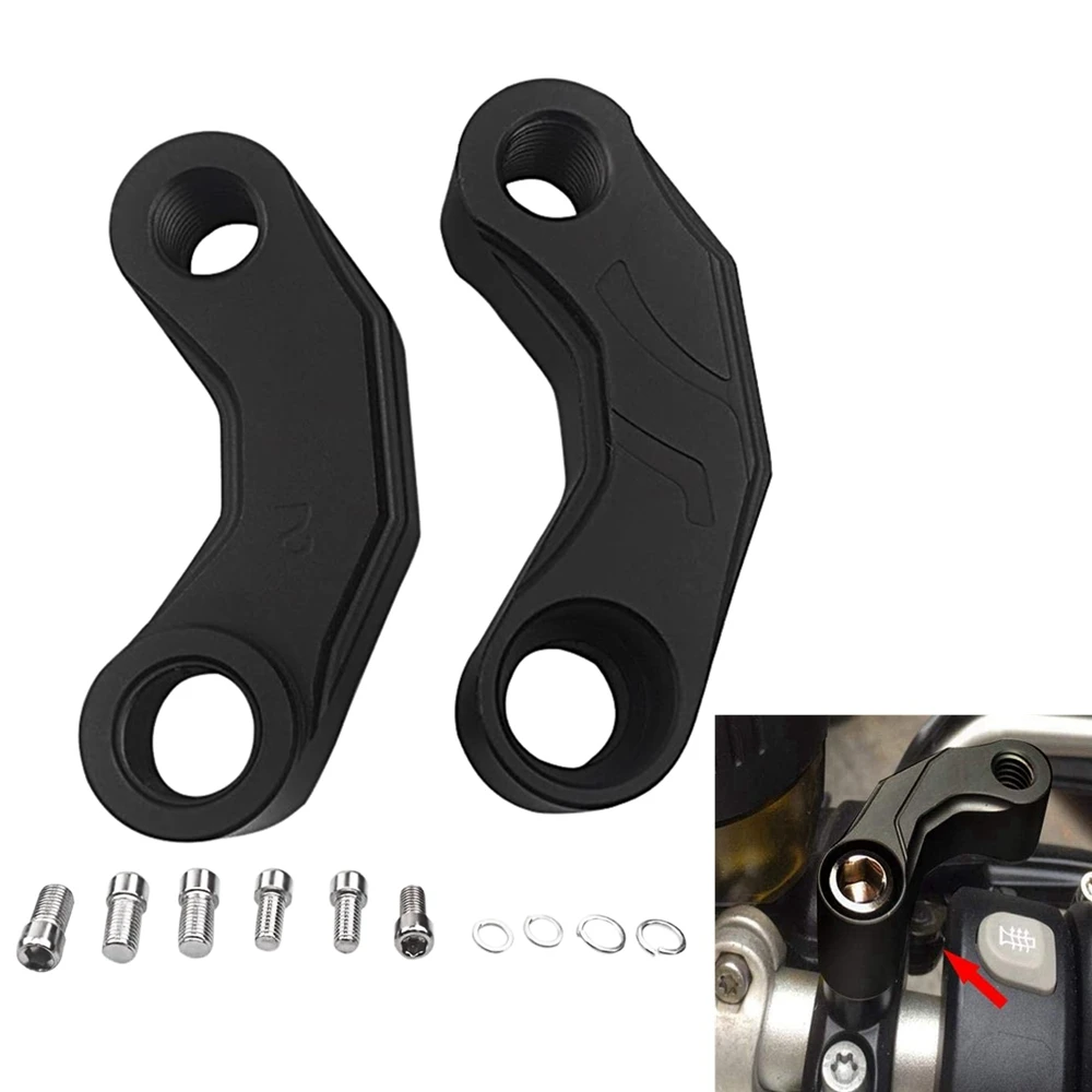 

Black Motorcycle Rearview Mirrors Extension Riser Extend Adapter Mirror Extender Adapters Riser Supplies Rear View Base Mirrors