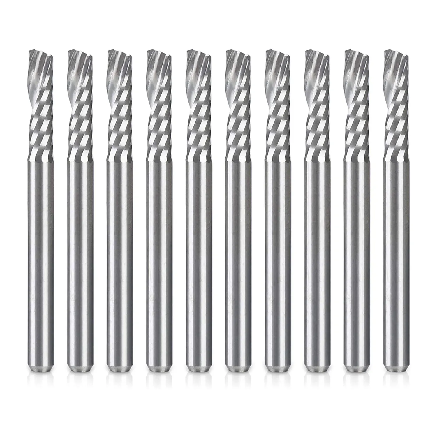 

10 Pack CNC Router Bits 1/8 inch Shank Spiral Upcut Router Bit Single Flute End Mill Set Milling Cutter Tungsten Steel Engrav
