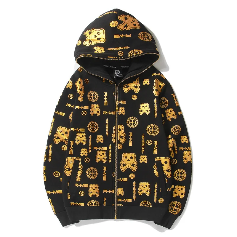 Arrival 2023 New Thick Sweatshirt Hooded Cotton Hoodies Hip Hop Men Hot Panda Print Coat Loose Large Casual Zipper Cardigan