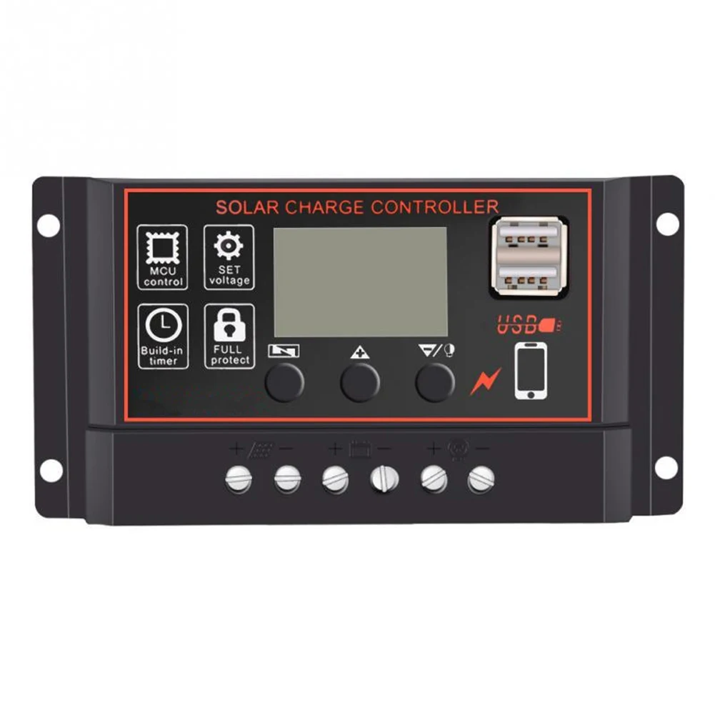 

Brand New Charging Controller Solar Panel 2Pcs ABS Controller Panel LCD Screen Laderegler MPPT Mit USB Regulator