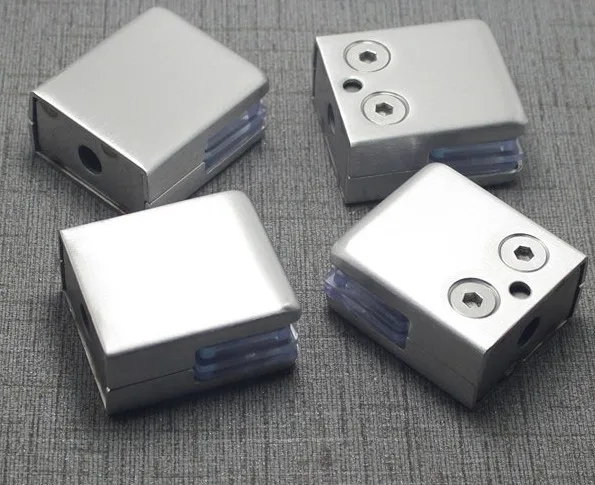 

4 шт., серебристые квадратные зажимы для стеклянной полки