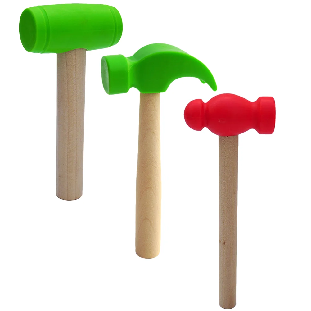 

3 Pcs Montessori Toy Simulated Woodworking Toys Hammer Kids Small Hitting Children Simulation Mallet Fake Fun Gavel