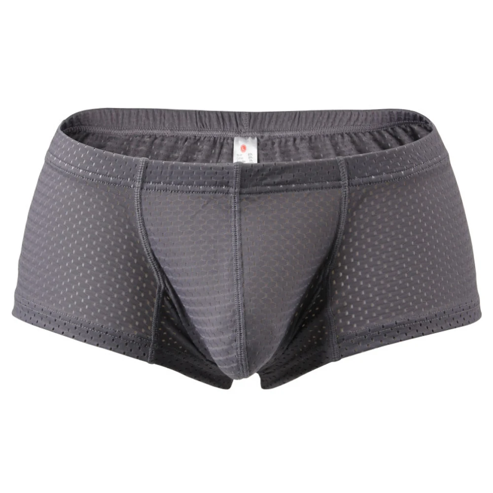 

Mens Bulge Pouch Boxer Sexy Hole Sheer Panties Mesh Breathable Boxers Brief Underwear Shorts Bikini Swimwear Men's Swim Shorts