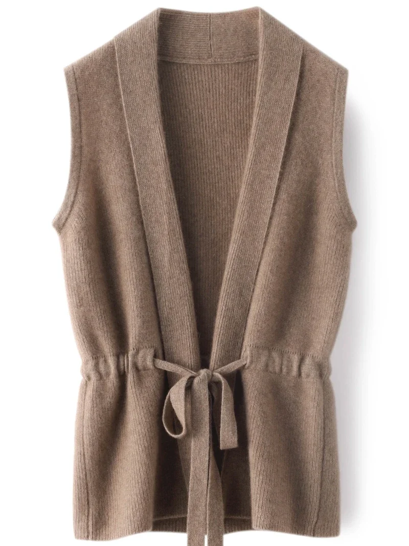 YTFidio женский однотонный жилет из 100% шерсти с v-образным вырезом топы верхняя