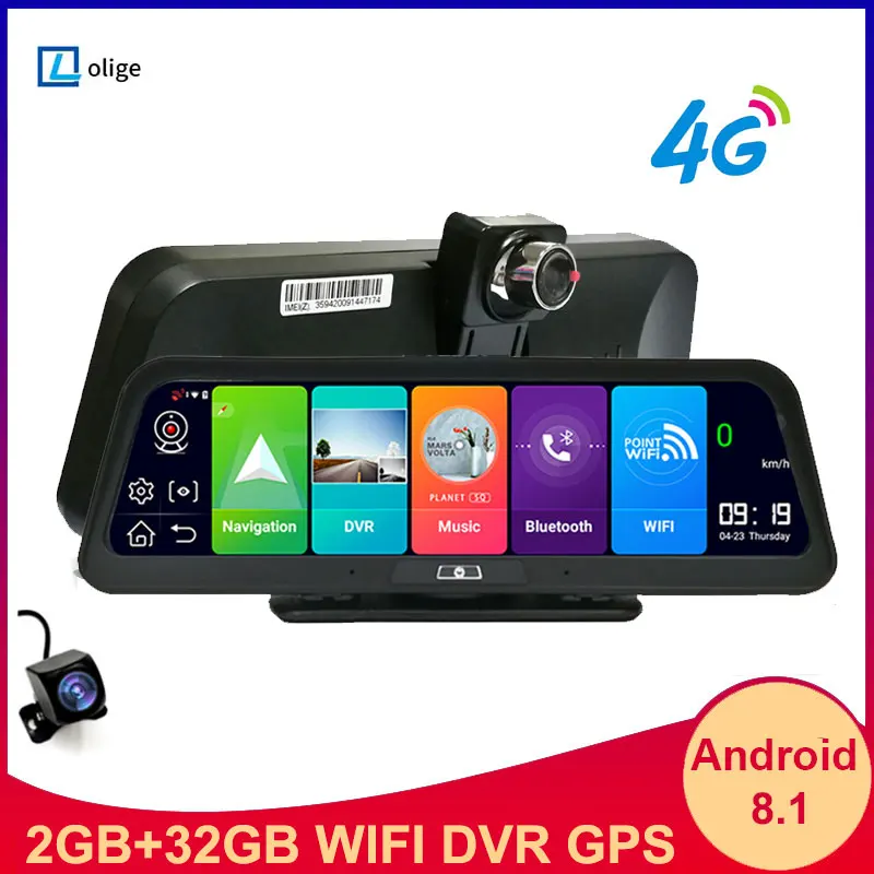10" 4G ADAS Car Dashboard Dash Camera Android 8.1 GPS Bluetooth Car DVR Mirror Camera 1080P Dual Lens Car Video Recorder 2G+32G