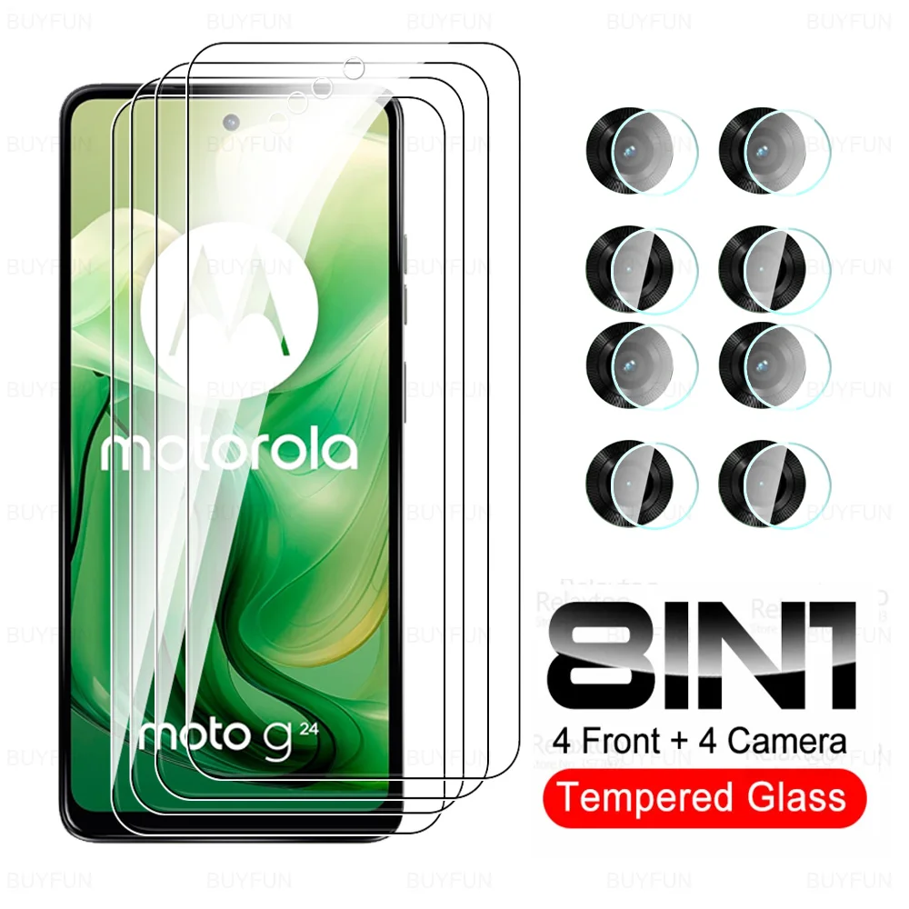 8 в 1 закаленное стекло для камеры Motorola Moto G24 Rola MotoG24 Power G 24 24G G24Power 4G Защитная пленка