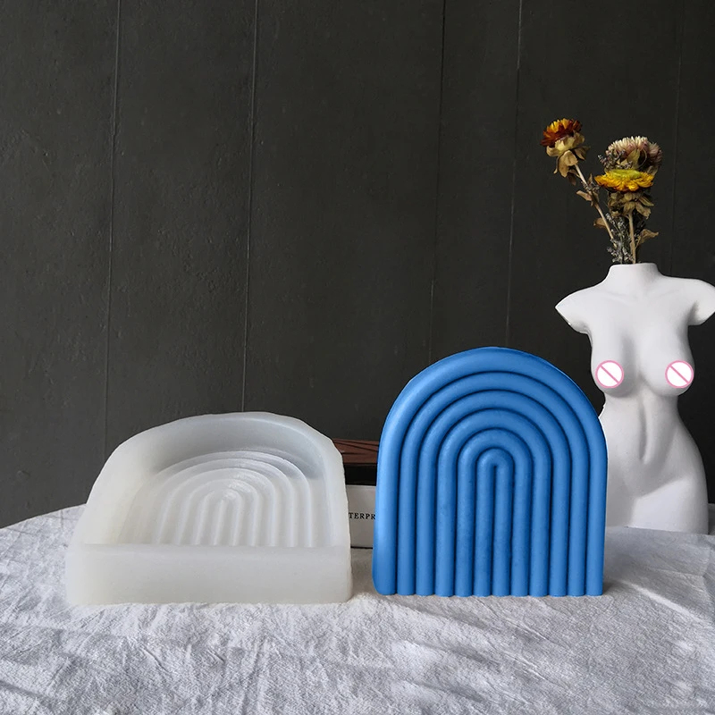 

Mosquito-Repellent Incense Shaped Aromatherapy Candle Mold For Making Home Decor DIY Rainbow Arch Silicone Mould Soy Wax