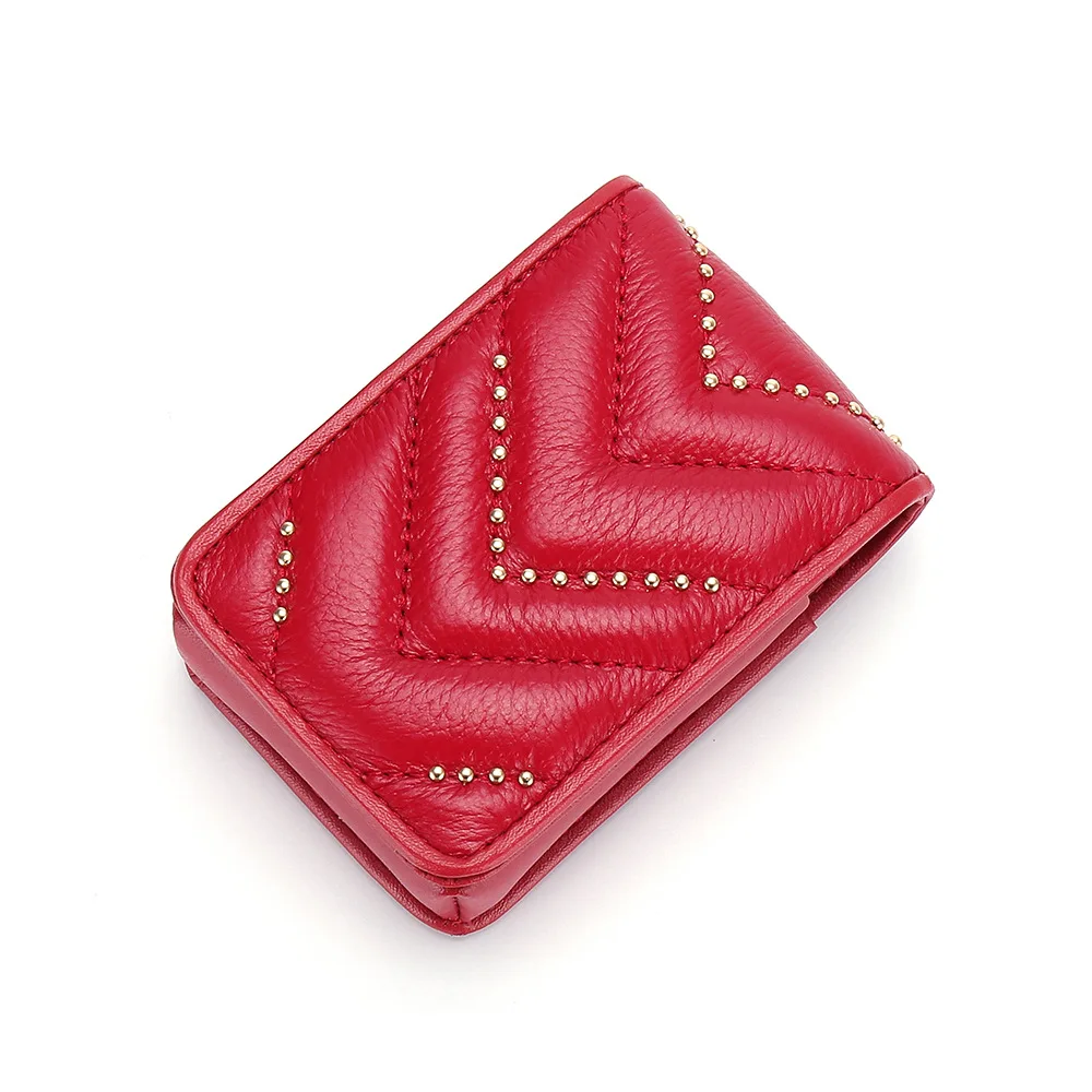 

Lipstick Bag Leather Trend Rivet Fashion Cosmetic Bag Lipstick Bag Lingge Mini Storage Portable Mirror Make Up Organizer Box