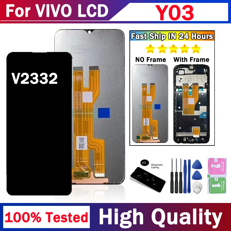 6 56-дюймовый протестированный дисплей V2332 для VIVO Y03 ЖК-дисплей дигитайзер