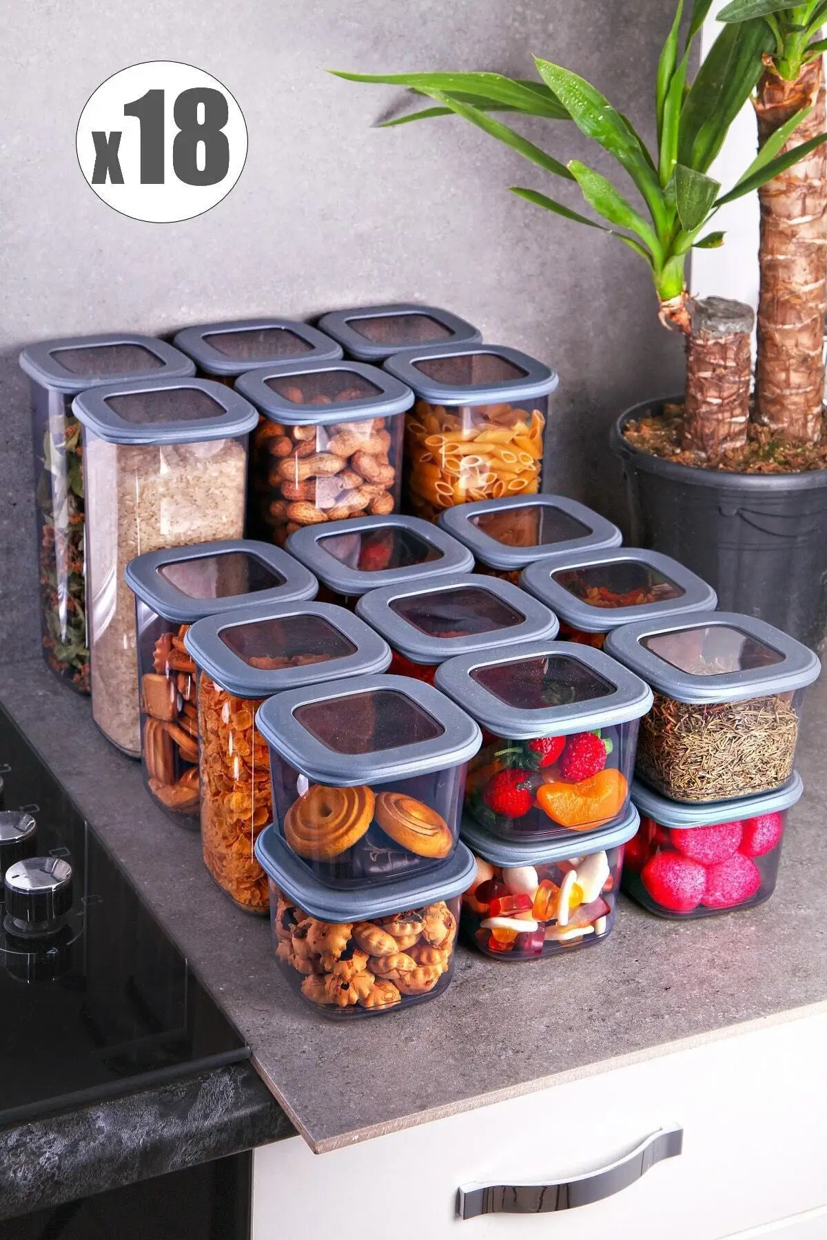 

Set of 18 Storage Containers Super Set (1750ml - 1200ml - 550ml)