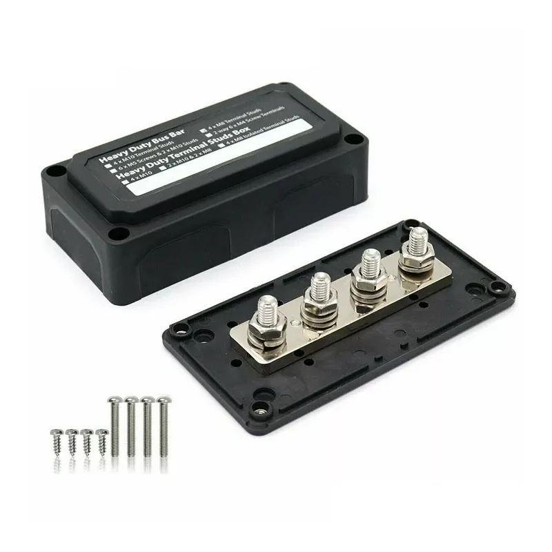 

DC 48v 300A 4 Terminal Studs Busbar Power Distribution Block Heavy-Duty Modular Design Bus Bar Box Car Rv Cable Organizer Box
