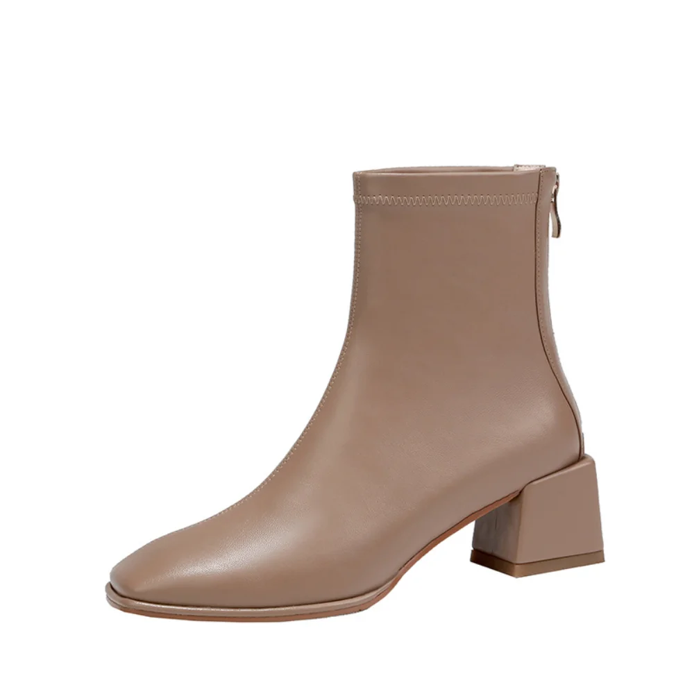 

Women's Boots Autumn Female Shoes Zipper Boots-Women Ladies Rock Med Stockings Ankle 2022 Rome Square Toe Retro Basic Hoof Heels