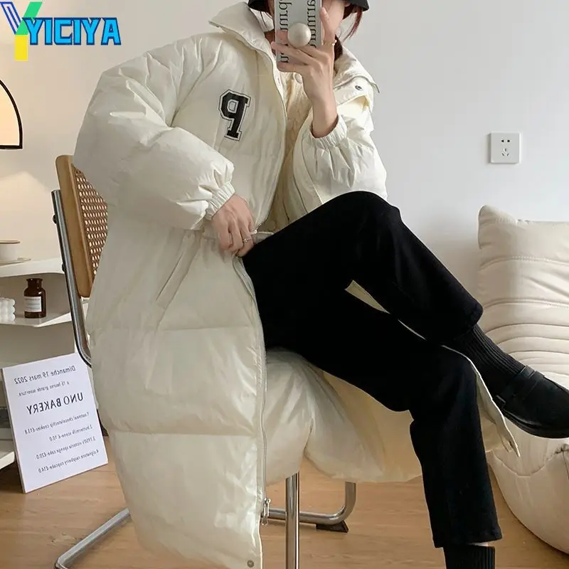 YICIYA Winter Clothes Woman 2023 Long Parkas Vintage Y2k Women Heavy Coats High Street Casual Solid Warm Jackets Female Clothes