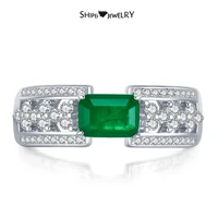 shipei vintage 100 925 sterling silver created moissanite emerald gemstone wedding engagement rings fine jewelry ring for women