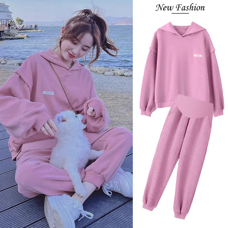 Autumn Fashion Maternity Hoodies Clothing Set Sports Casual Sweatshirts Sweatpants Suits Clothes for Pregnant Women 174806480