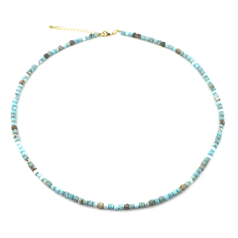 2023 элегантные небольшие бусины Бирюзовый квадратный камень ожерелье-чокер для женщин и девушек