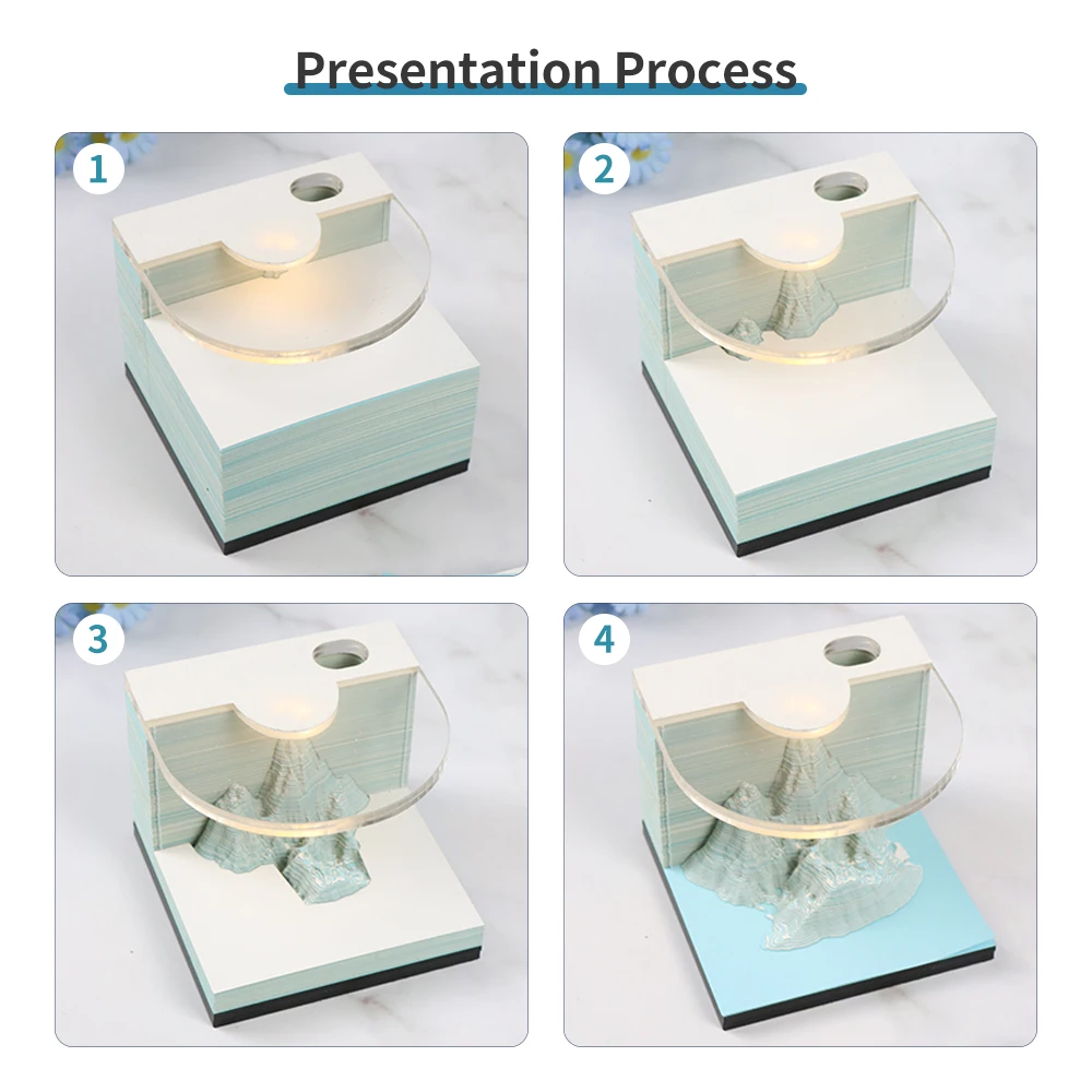Блок записей omoshiking 3D блокнот рассвет гора светодиодный для художественная