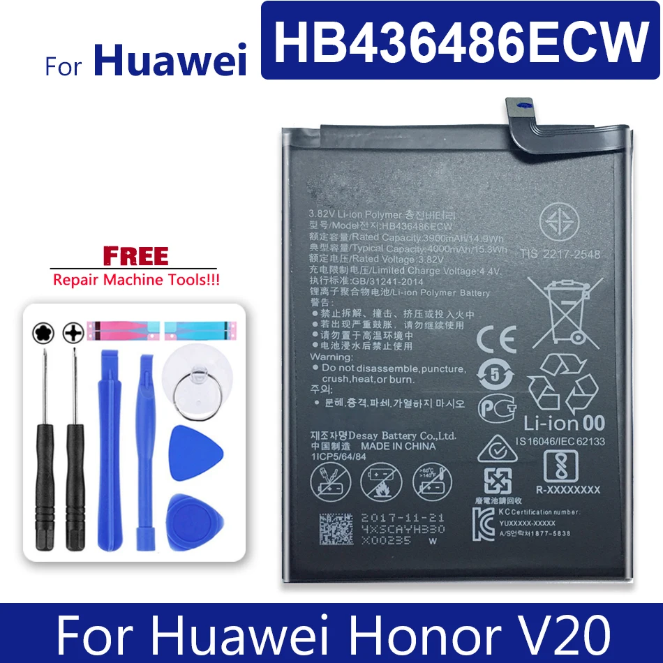 

Аккумулятор HB436486ECW для Huawei Honor V20 honorV20 + бесплатный инструмент