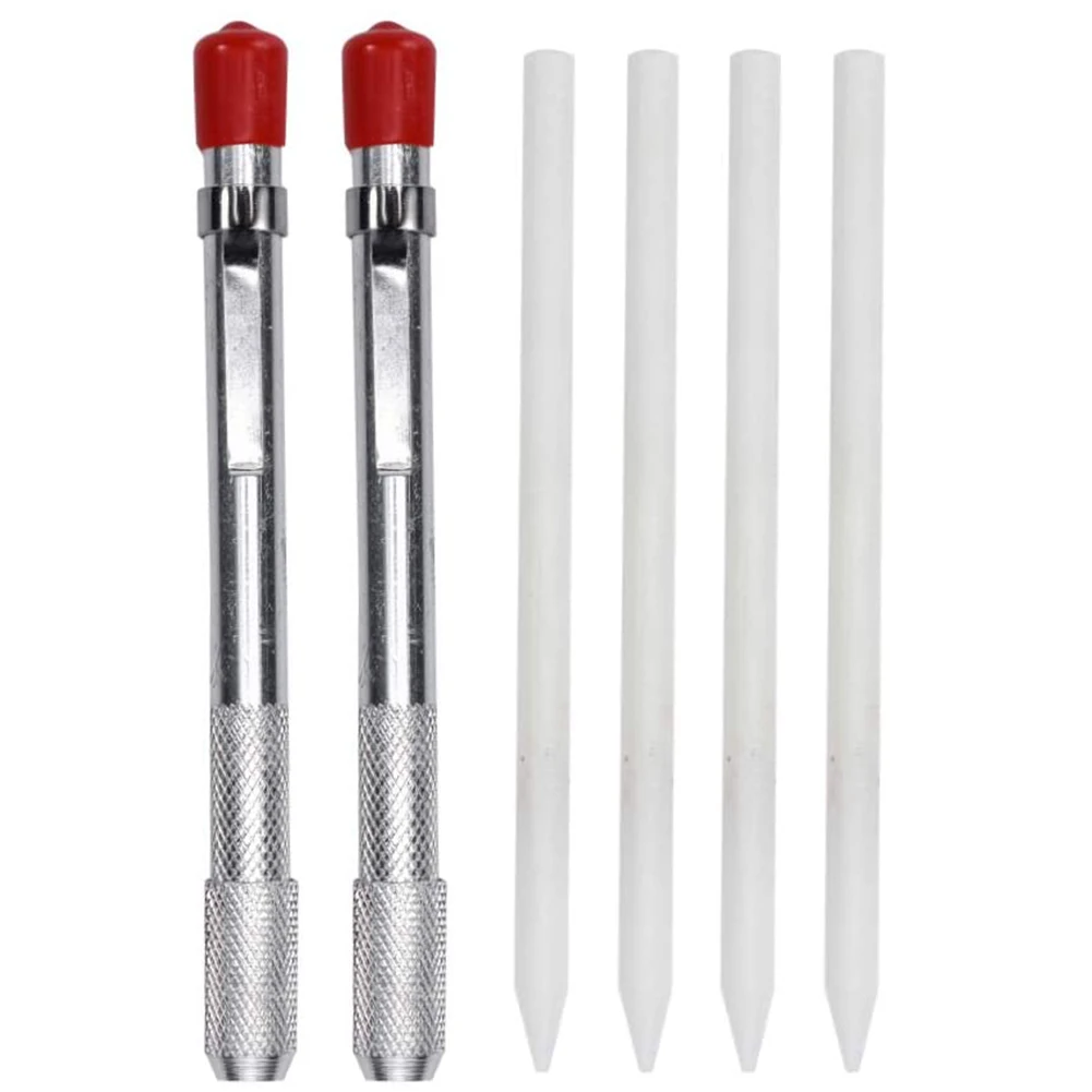 

2pcs Round Pens For Welding Tools With 4 Refills Removable Markings Metalworking Machinery Manufacturing Soapstone Holder Scribe