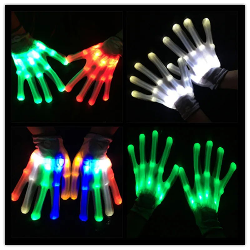 

LED Gloves Neon lights Glowing Halloween Party Light Novelty Lighting Luminous Flashing Skull Gloves Stage Costume Christmas