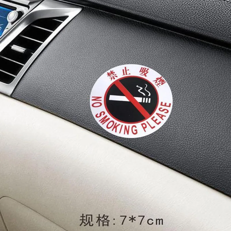 Universal Car Stickers NO SMOKING Sign Tips Warning Taxi Door Decal Badge Glue Sticker Promotion Round Square Girl Styling |