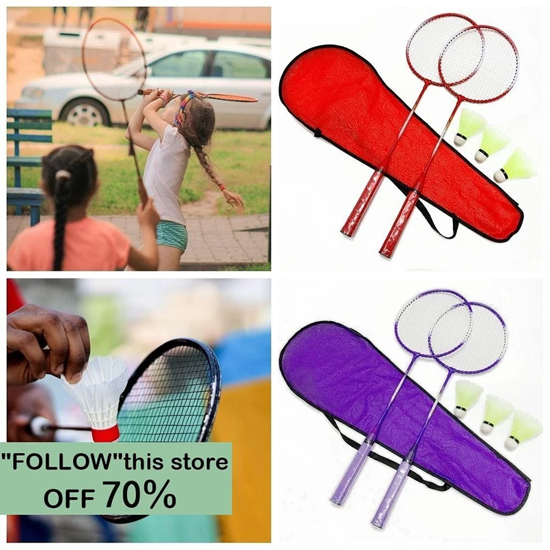 Профессиональные ракетки для бадминтона воланы и сумка переноски двойные