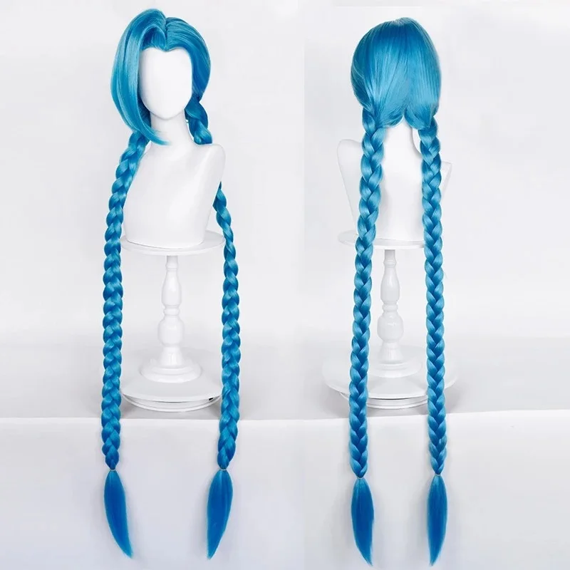 Высококачественный парик LOL костюм Джинкс 120 см синий Плетеный свободной пушки