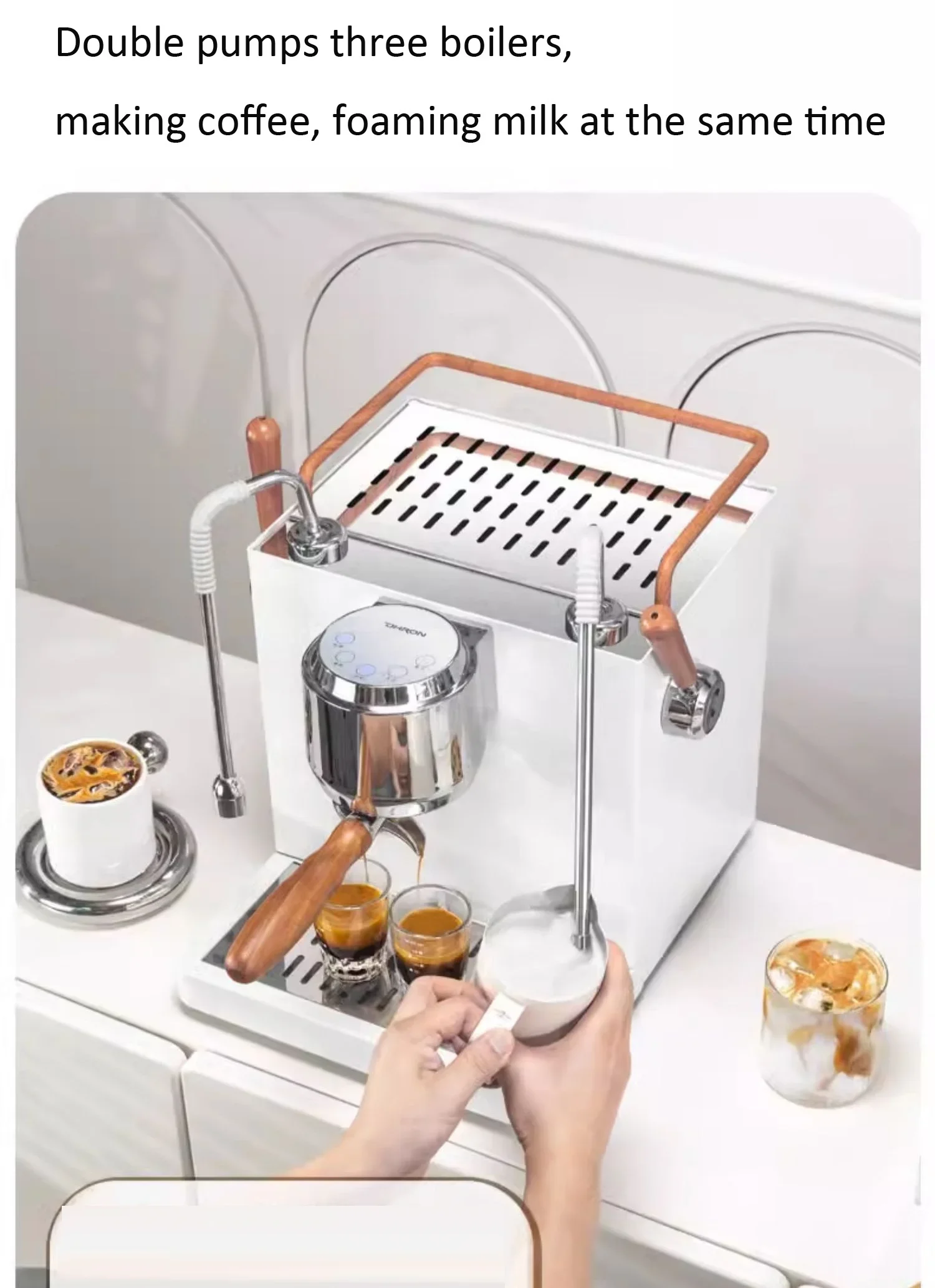 Espresso Coffee Machine Cappuccino Latte And Mocha Semi Automatic Italian Concentrate Integrated For Milktea Shop