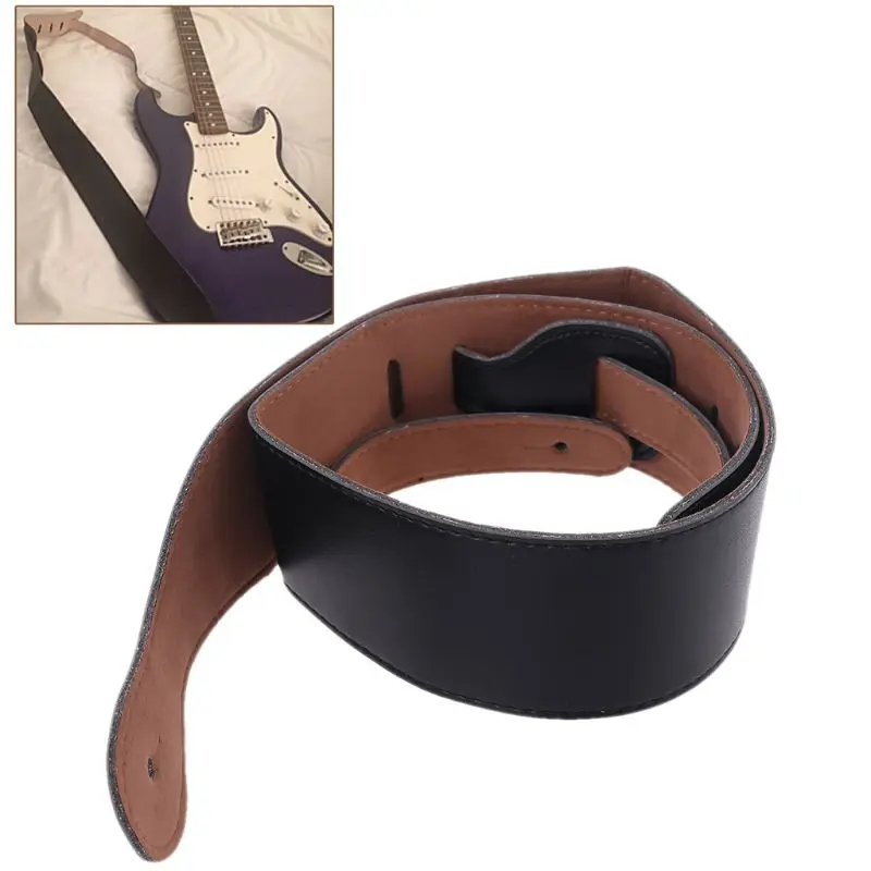 

Adjustable Soft PU Leather Thick Strap For Electric Acoustic Guitar Bass Black