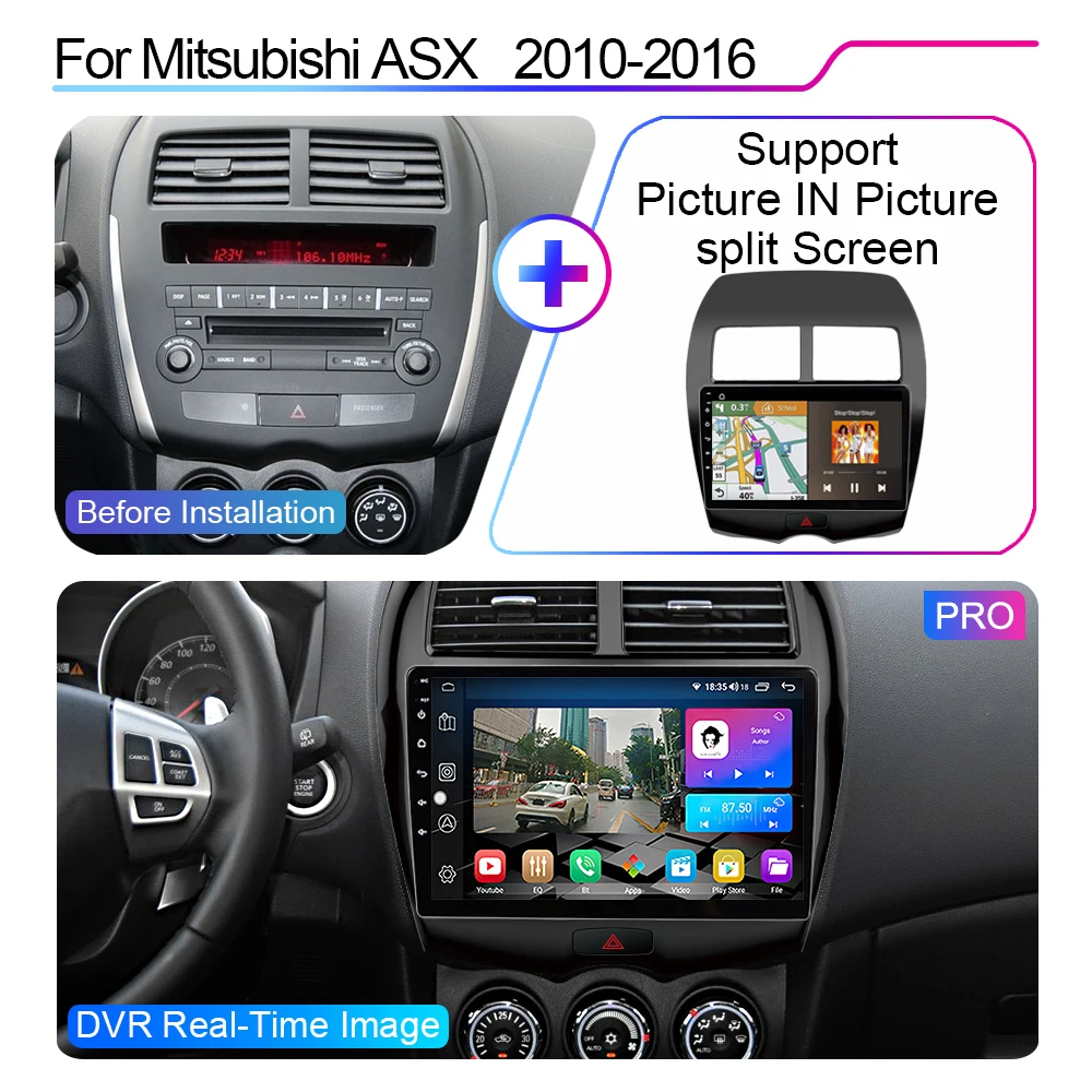 Автомобильная Мультимедийная система XIMA Pro 8 ядер Android Carplay 10 2din для Mitsubishi ASX 1 2010 -
