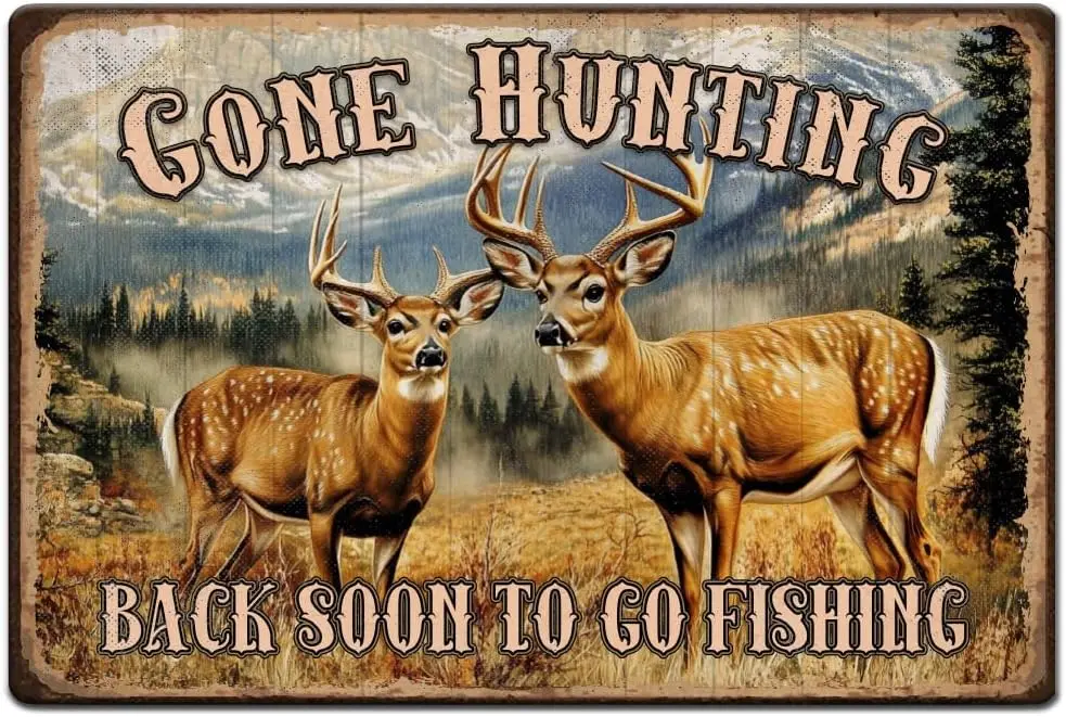 

Винтажная металлическая вывеска олень