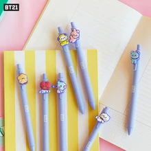 Genuine Kpop Bulletproof Youth League Periphery Gel Pens Bt21 Anime Figure Tata Press Pen Bts School Office Writing Supplies