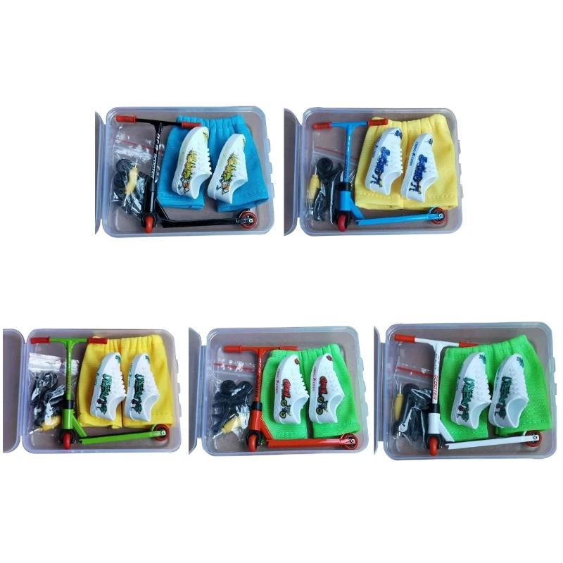 

Alloy Mini Finger Scooter Toy with Finger Pants and Shoes Finger Toy Party Favor