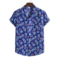 vacation mens short sleeve shirts floral anime fish printed shirt chemise homme male camisa casual loose beach hawaiian shirts