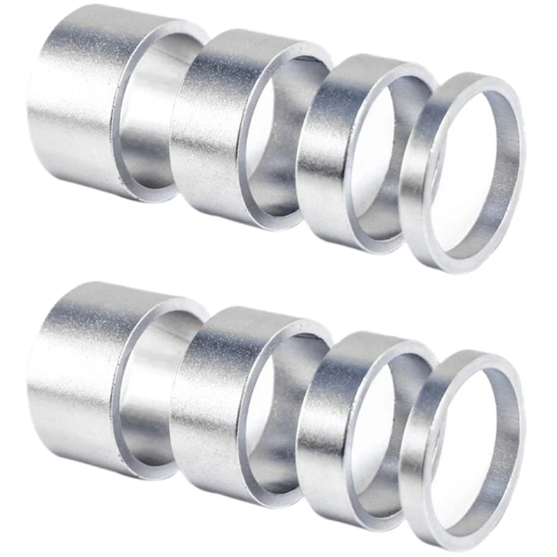 

8Pcs 5/10/15/20Mm Aluminum Alloy Headset Stem Spacer MTB 28.6Mm Fork Washer Cap For Road Bike Cycling,Silver