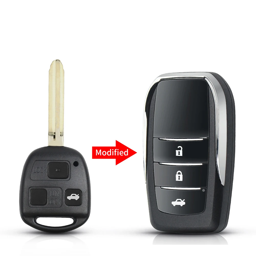 

Чехол KEYYOU для автомобильных ключей для Toyota Yaris Prado Tarago Camry Corolla TOY43 / TOY47 / TOY48 Blade + резиновый кнопочный коврик 2/3 BTN