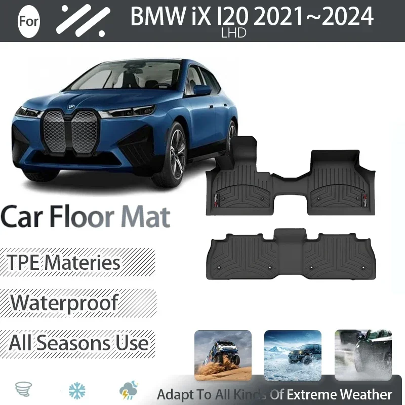 

Автомобильные коврики для BMW iX I20 2021 2022 2023 2024, водонепроницаемые накладки LHD, напольные покрытия, аксессуары для интерьера автомобиля