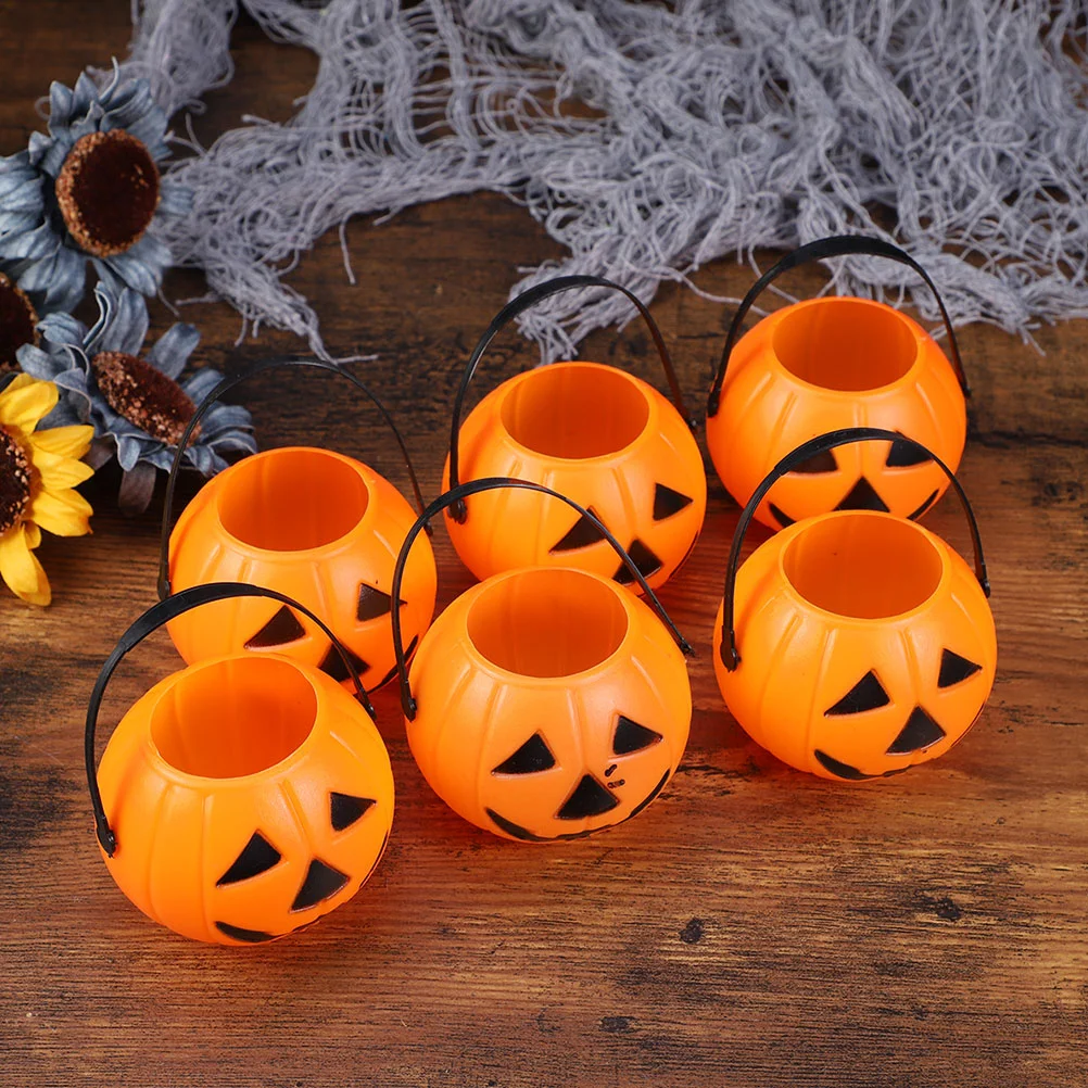 

12 Pcs Candy Containers Halloween Pumpkin Bucket Portable Treat Buckets Holder Gifts Plastic For Party Snack
