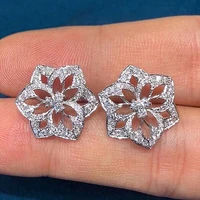 new delicate flower stud earrings women hollow out design chic accessories for dance party birthday girl gift fashion jewelry