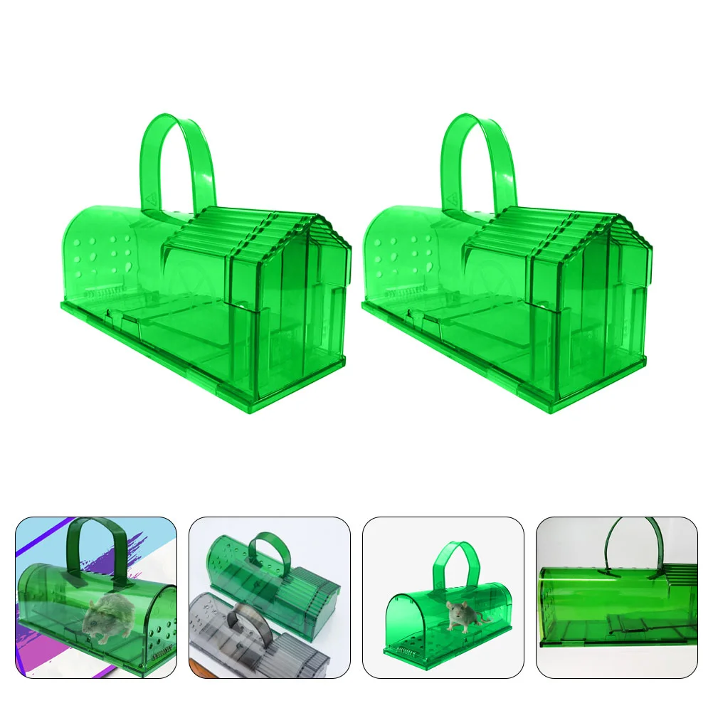 

2pcs Plastic Mousetrap Cages Convenient Traps for Indoor and Outdoor (Green)