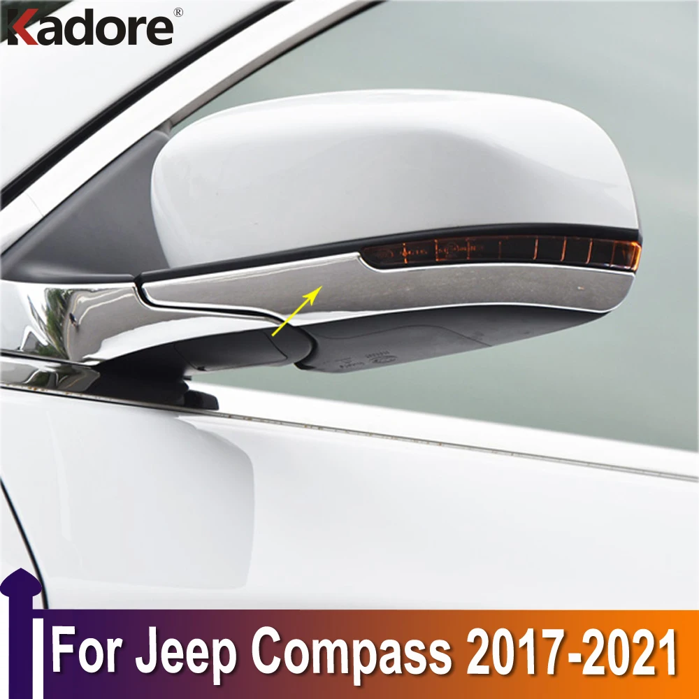 For Jeep Compass 2017 2018 2019 2020 2021 Chrome Side Door Rear View Mirrors Cover Trim Mirrors A Pillar Sticker Car Accessories