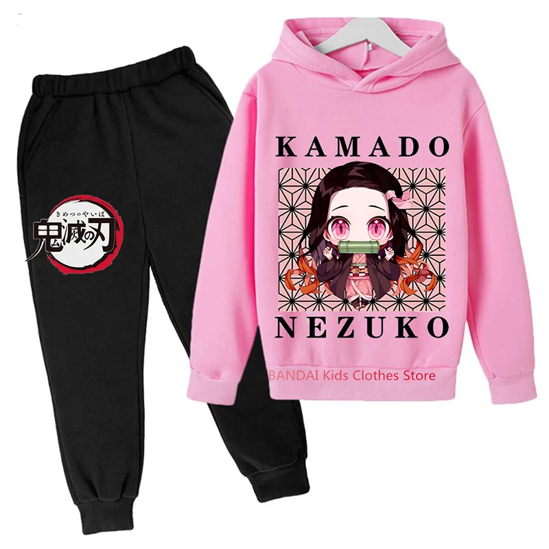 

2023 Children's Girl Devil Killer Hoodie Set Children 3 12 Years Old Clothes Baby Coat Pants 2 piece Set Anime Comic Casual Wear