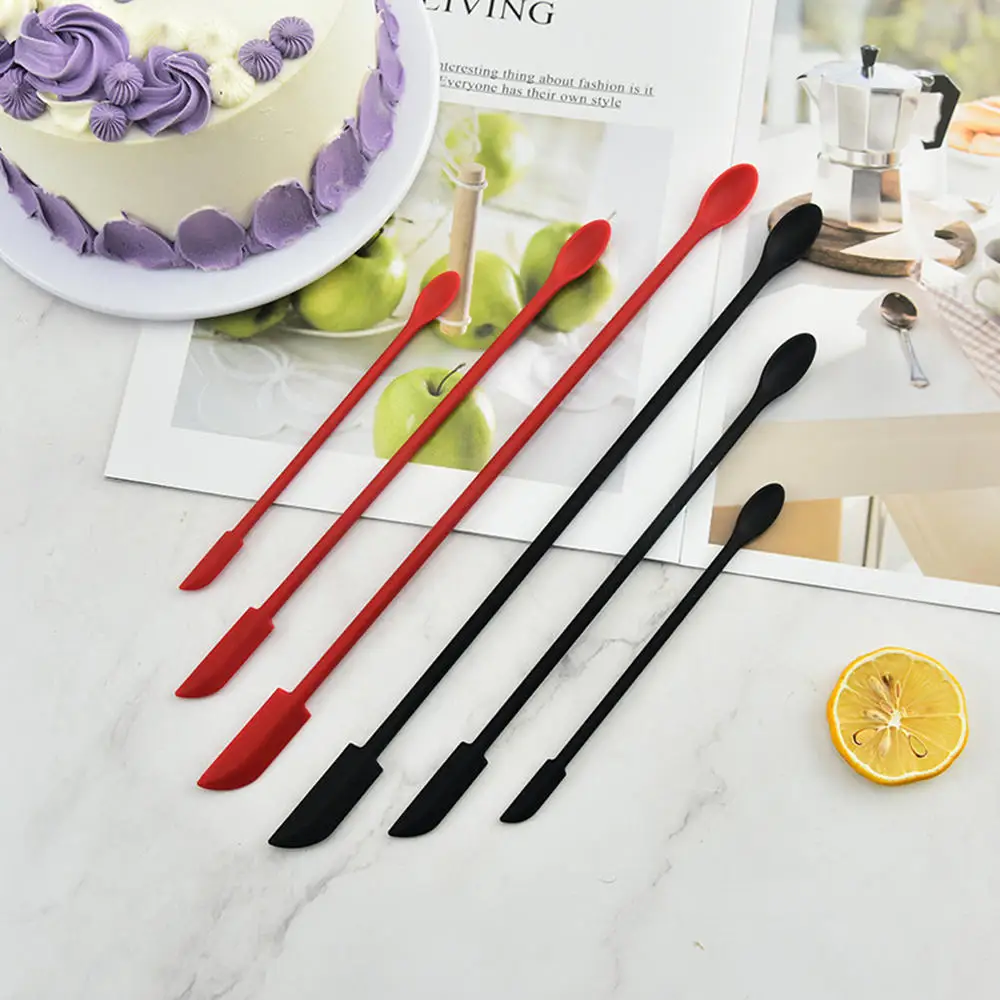 

Масляная двойная головка, многоразовая мини-ложка для торта, для крема, гибкий силиконовый скребок, посуда, удлиненный нож для джема