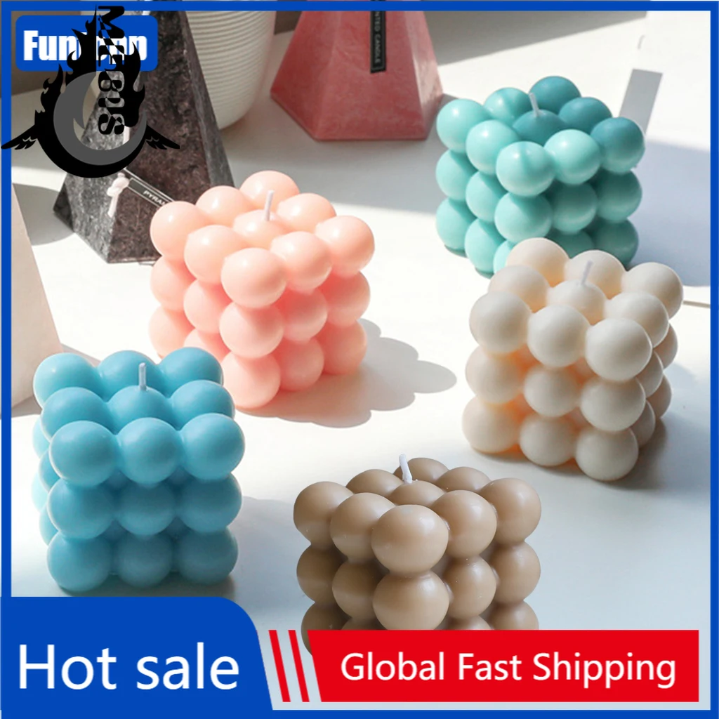 

New Creative Geometry Bubble Cube Candle Soy Wax Small Fragrance Candles Essential Oil Scented Relaxing Romantic Gift Home Decor